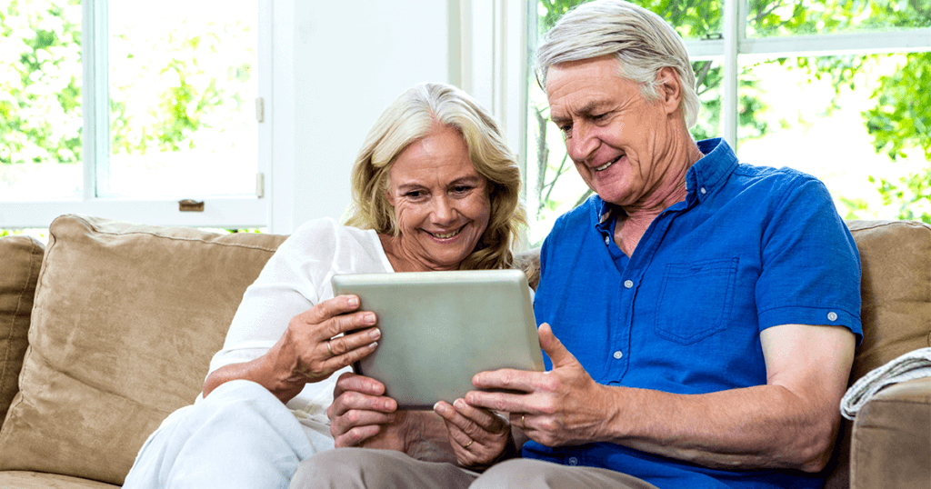Couple looking at iPad